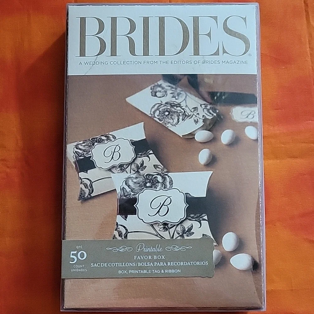 Brides 50 Count Favor Box Kit New DIY Printable Ivory Brown Floral Wedding